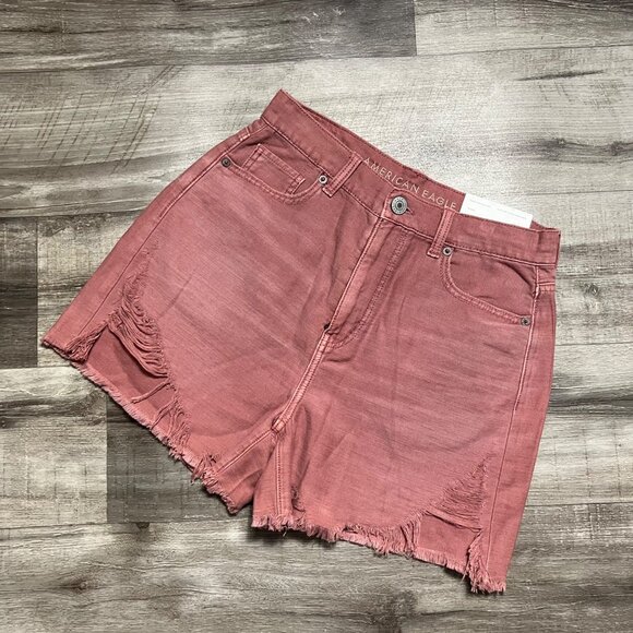 American Eagle Highest Rise Mom Short Distressed Rose Pink NWT Women’s Size 4 - Picture 1 of 10